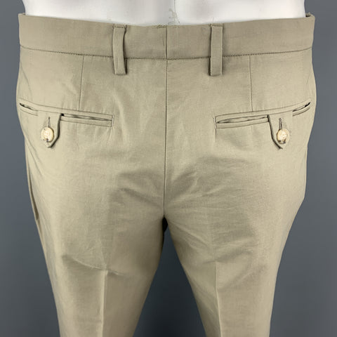 DRIES VAN NOTEN 46 Regular Khaki Cotton Suit