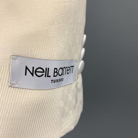 NEIL BARRETT Size 44 Cream Jacquard Wool Peak Lapel Sport Coat