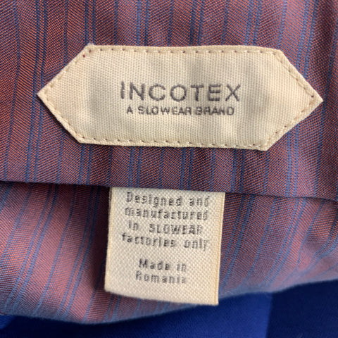 INCOTEX Size 32 Royal Blue Solid Wool Zip Fly Dress Pants