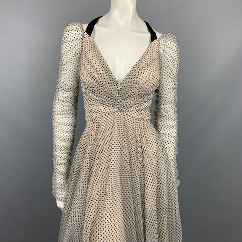 ZIMMERMANN Size 0 / US 4 Off White Polka Dot Silk Temepest Ballet Dress