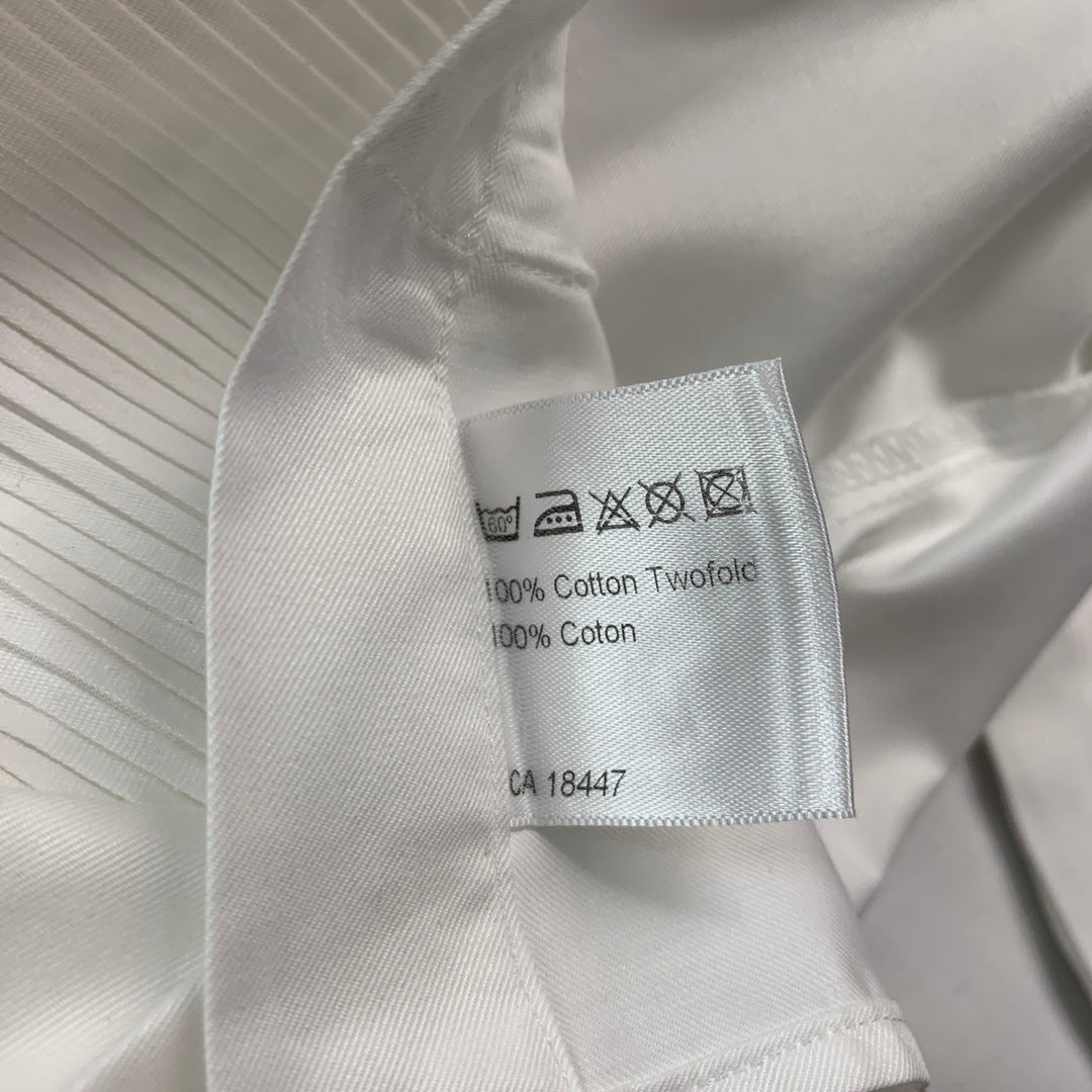STENSTROMS Size S White Pleated Cotton Tuxedo Long Sleeve Shirt
