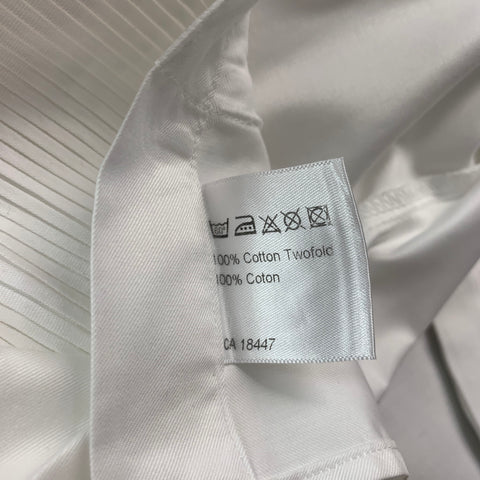 STENSTROMS Size S White Pleated Cotton Tuxedo Long Sleeve Shirt