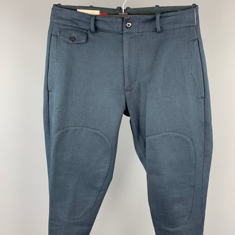 MONITALY Size 32 Navy Textured Jodhpurs Casual Pants