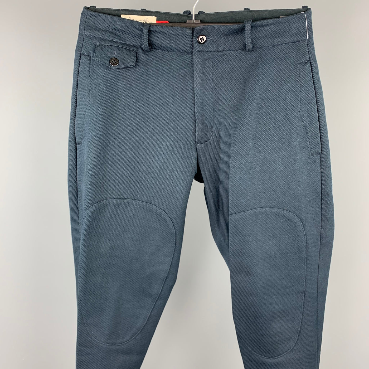 MONITALY Size 32 Navy Textured Jodhpurs Casual Pants