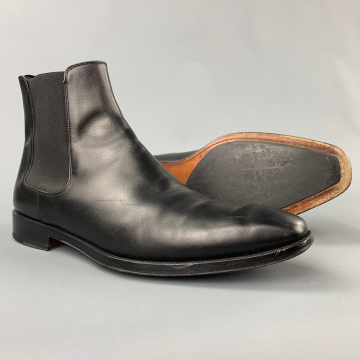 MASSIMO EMPORIO Size 10 Black Leather Ankle Chelsea Boots