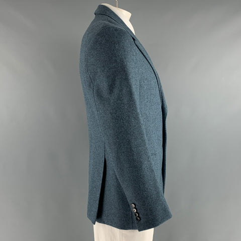TEDDY VONRANSON Size 44 Blue Grey Heather Wool Blend Peak Lapel Sport Coat