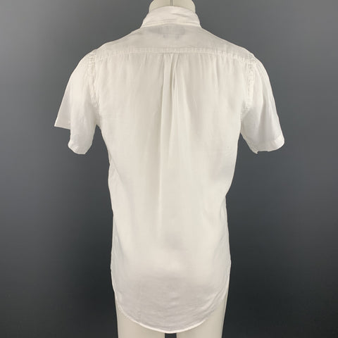 RALPH LAUREN Size S White Linen Button Down Short Sleeve Shirt