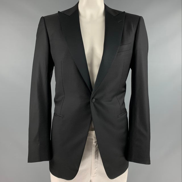 ERMENEGILDO ZEGNA Size 40 Black Wool Peak Lapel Sport Coat