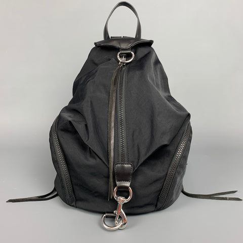 REBECCA MINKOFF Black Nylon Leather Backpack