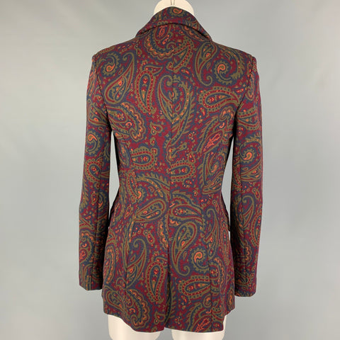 ROSETTA GETTY Size S Burgundy Navy Viscose Blend Jacket