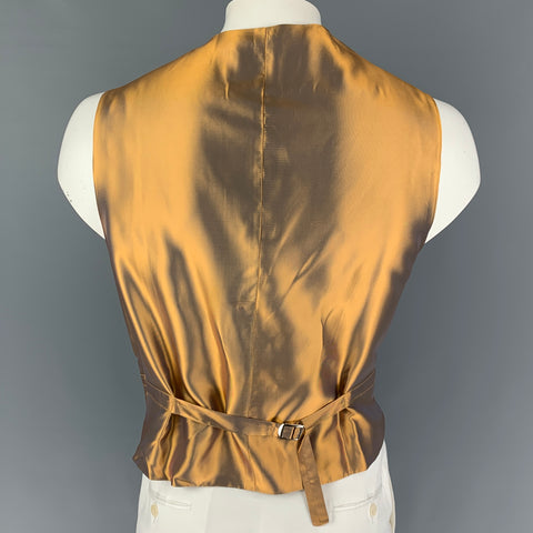 FAVOURBROOK Size 46 Black Gold Embroidery Rayon Acetate Vest