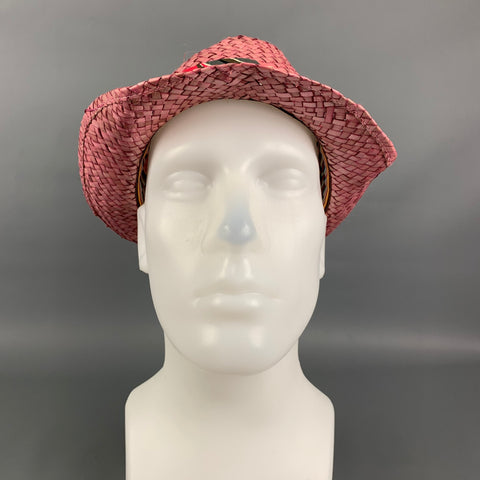 PAUL SMITH Pink Woven Straw Floral Band Hat