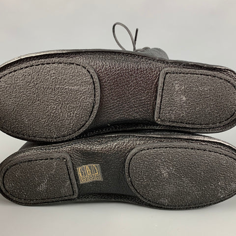 THE ROW Size 7.5 Black Leather Moccasin Lace Up Shoes
