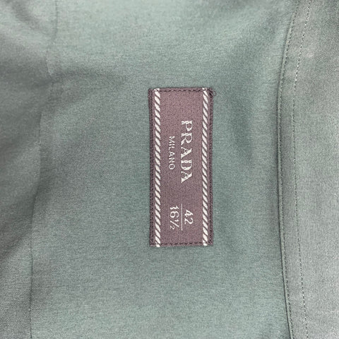 PRADA Size L Green Cotton Blend Button Up Long Sleeve Shirt