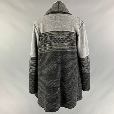WE NORWEGIANS Cárdigan de lana merino gris y negro talla S