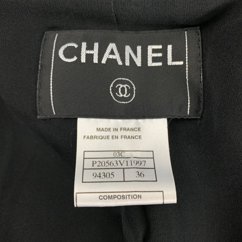 CHANEL Size 4 Black Wool Blend Open Front Jacket