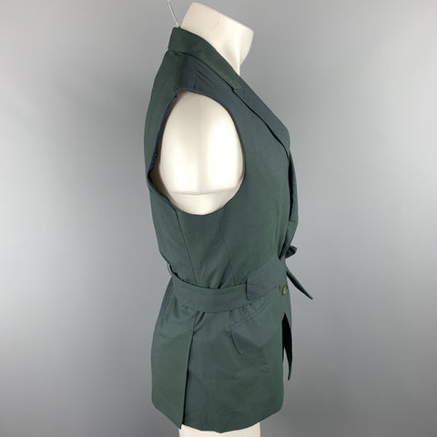 CARLOS CAMPOS Size 38 Forest Green Solid Wool Double Breasted Vest