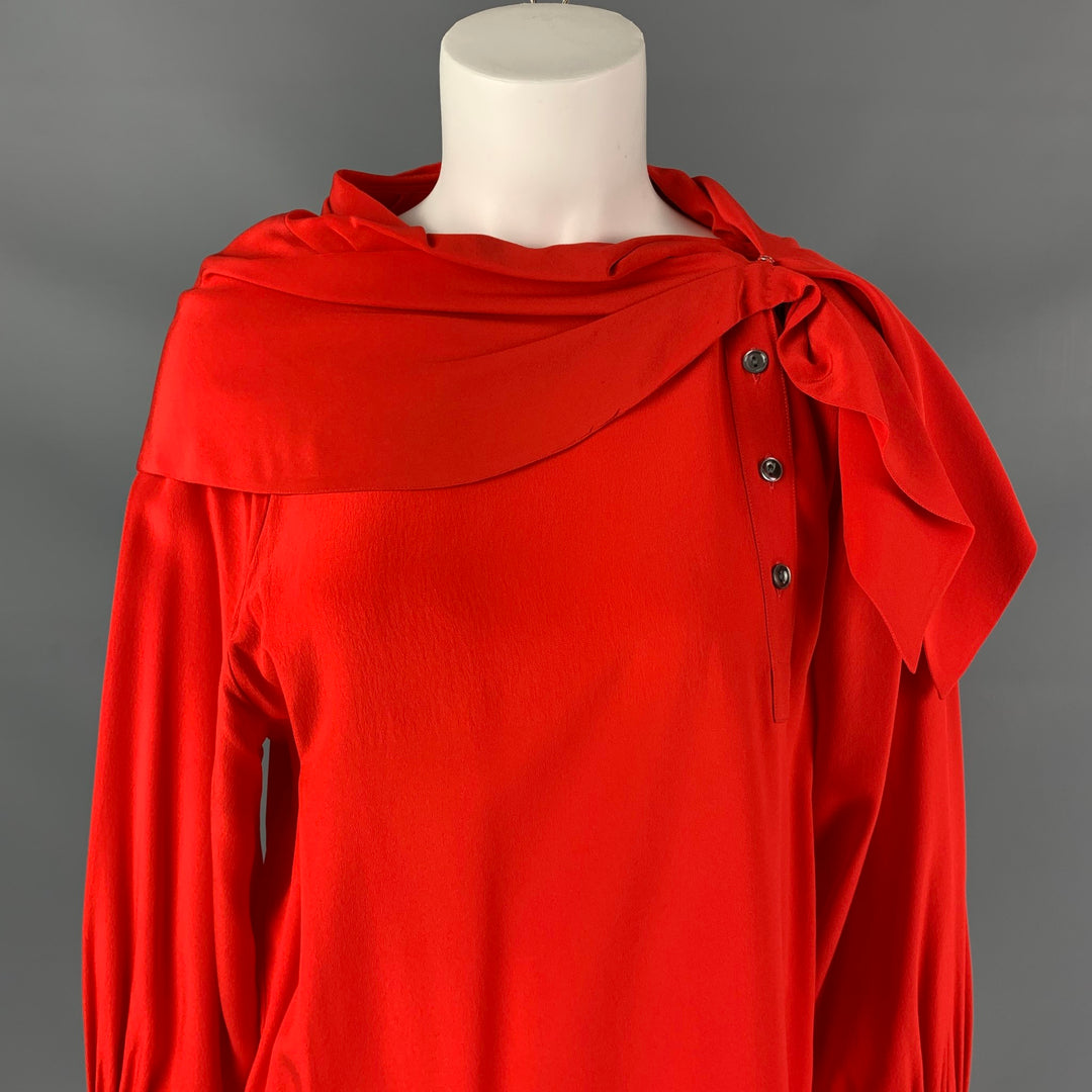 Vintage CHLOE Size M Red Solid Silk Dolman Sleeve Blouse