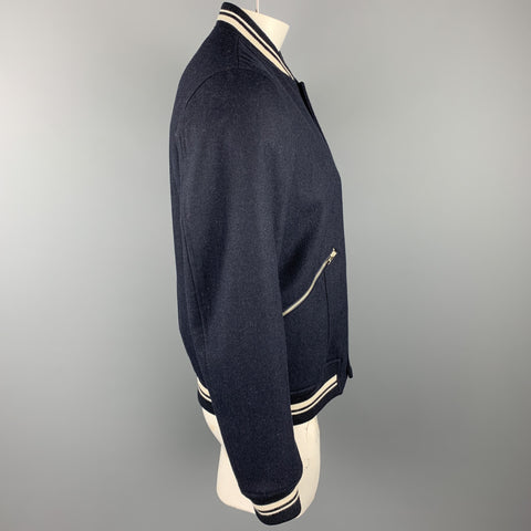 PAUL SMITH JEANS Size L Navy Solid Wool Blend Snaps Jacket