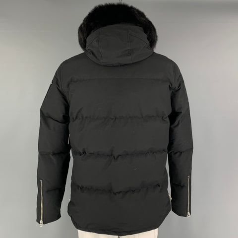 MOOSE KNUCKLES Size L Black Cotton Nylon Padded Coat