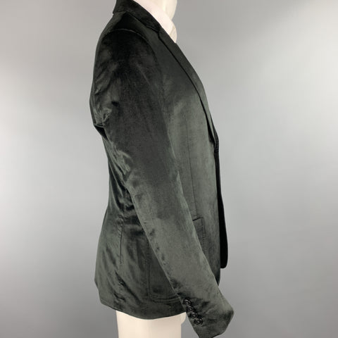 THEORY Size 40 Regular Black Velvet Notch Lapel Patch Pocket Sport Coat