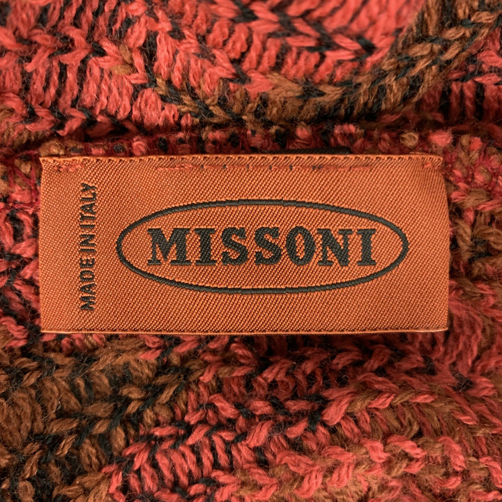 MISSONI One Size Orange Brown & Black Wool Blend Zig Zag Sweater