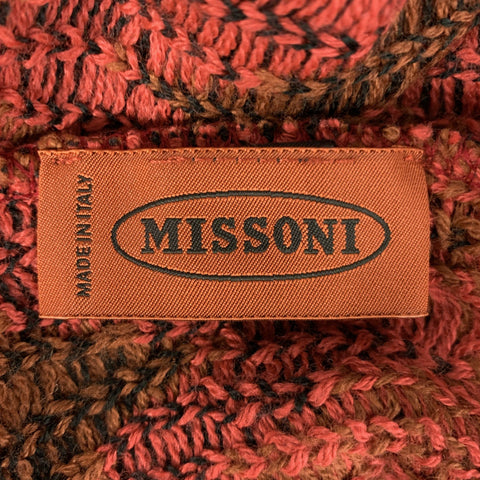 MISSONI One Size Orange Brown & Black Wool Blend Zig Zag Sweater