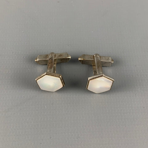 Boutons de manchette VINTAGE en argent et nacre