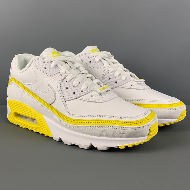 NIKE x UNDFTED Size 10.5 White Yellow Leather Air Max 90 Sneakers