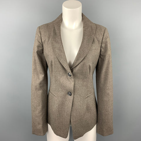 PIAZZA SEMPIONE Taille L Blazer boutonné en mélange de laine taupe