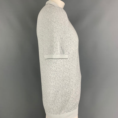REISS Size M White & Grey Stripe Cotton Polo
