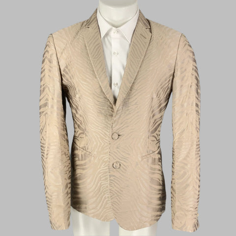 ROBERTO CAVALLI Taille 38 Manteau de sport en mélange de polyester jacquard beige