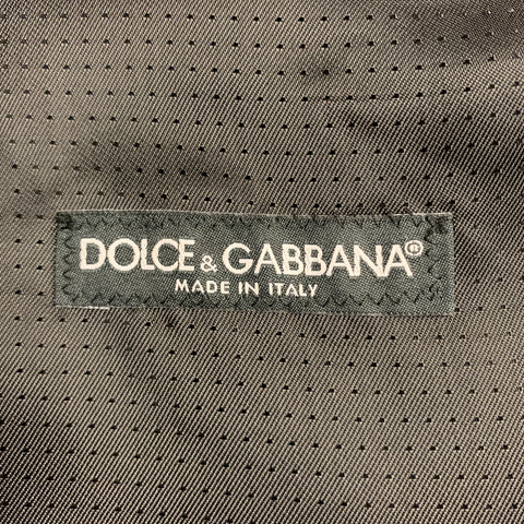 DOLCE & GABBANA Chest Size 42 Black Silk / Wool Trim Round Collar Covered Buttons Vest