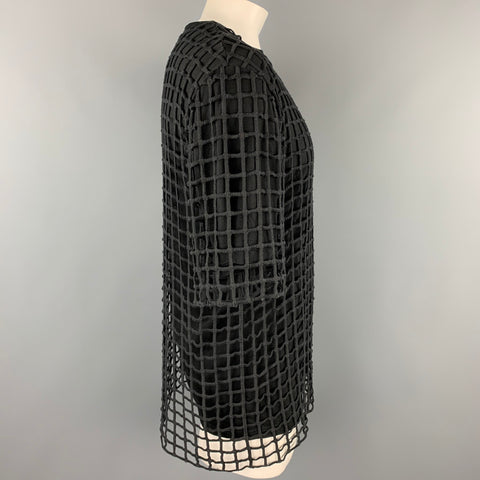 UNCONDITIONAL Size L Black Mesh Cotton Layered T-shirt