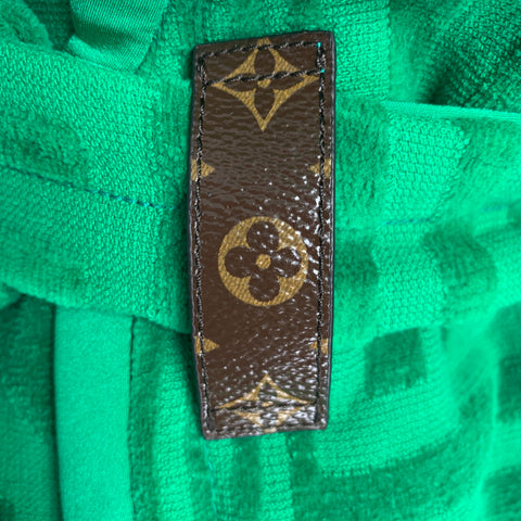 LOUIS VUITTON Taille 6 Haut décontracté texturé en coton vert ceinturé