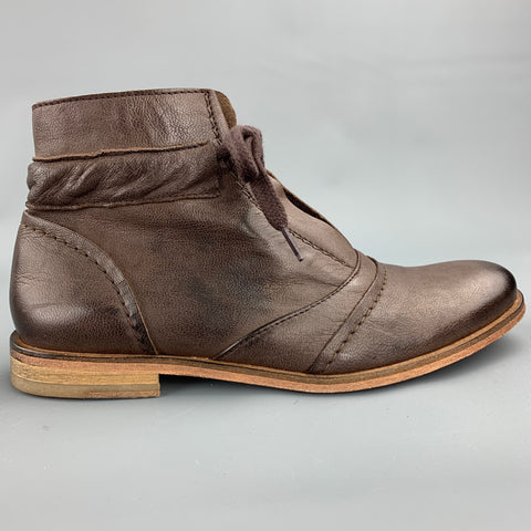 ACOTE Talla 6 Botines con cordones de cuero marrón