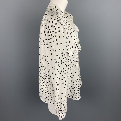 STELLA McCARTNEY Size 6 White & Black Dot Print Silk Blouse