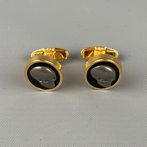 PAUL SMITH Gold Grey Skull Cuff Links