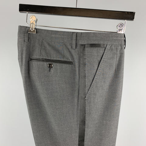 DOLCE & GABBANA Size 32 Charcoal Plaid Cotton Blend Tuxedo Dress Pants
