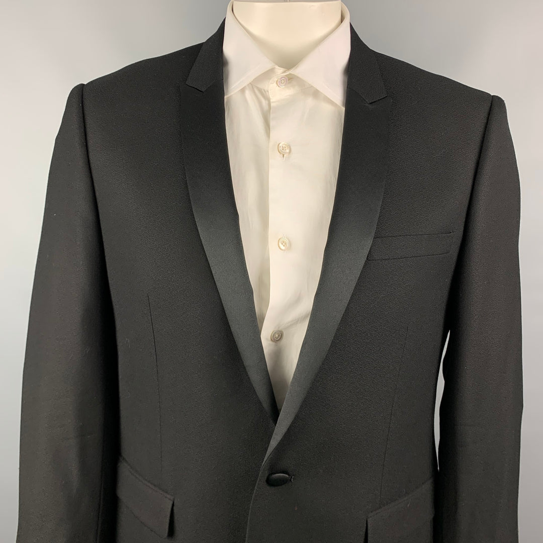 SANDRO Size 44 Black Wool Tuxedo Peak Lapel Sport Coat