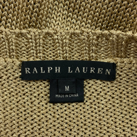 RALPH LAUREN Black Label Taille M Or Viscose Blend Tricoté Col Bateau Pull