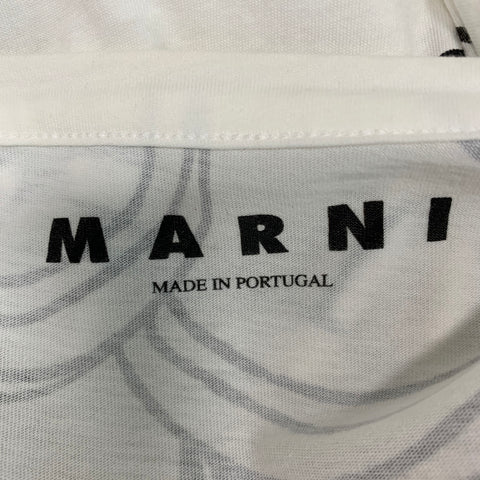 MARNI Size 6 White Multicolour Cotton Short Sleeve T-Shirt