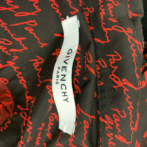 GIVENCHY Size M Black Red Signature Cotton Button Down Long Sleeve Shirt