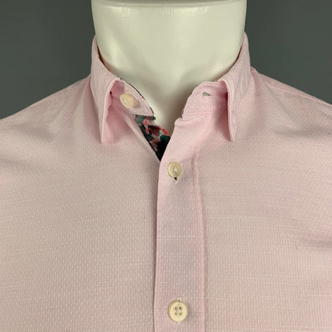 DAMAT TWEEN Size XS Light Pink Textured Cotton & Linen Long Sleeve Shirt