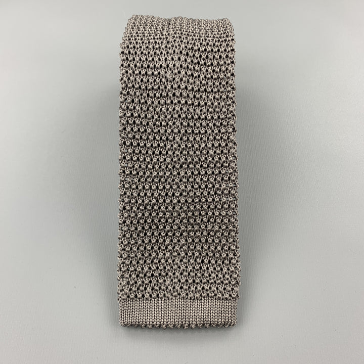 CHARVET Gray Silk Textured Knit Tie