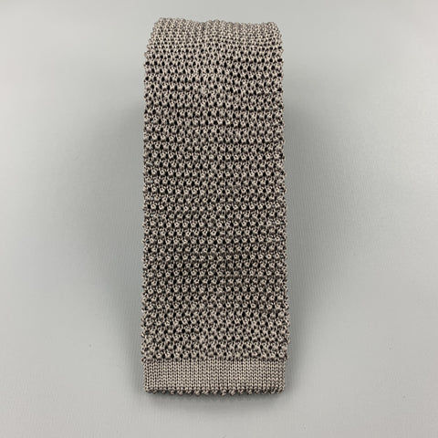 CHARVET Gray Silk Textured Knit Tie