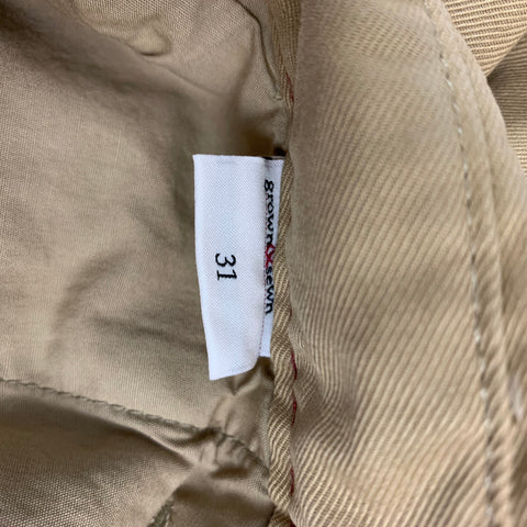 GROWN&amp;SEWN Pantalon décontracté chino en coton kaki taille 31