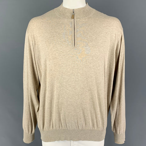 PETER MILLAR Size XXL Oatmeal Cotton  Silk Pullover