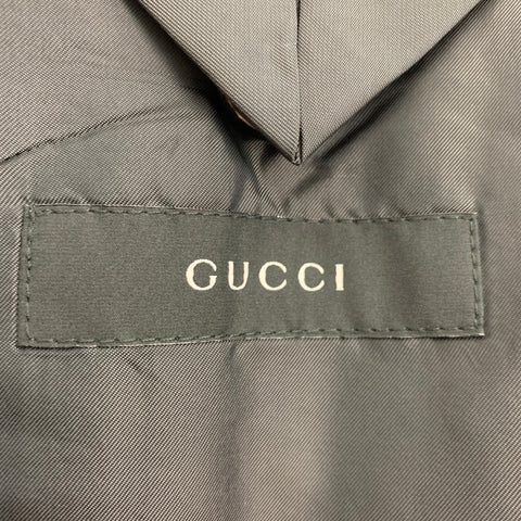 GUCCI Size 40 Black White Stripe Cotton Notch Lapel Sport Coat
