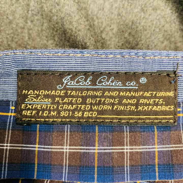 JACOB COHEN Size 36 Brown Heather Contrast Stitch Wool Flannel Casual Pants